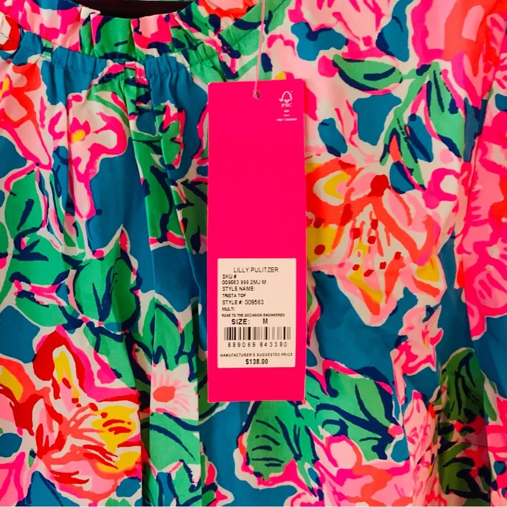 NEW LILLY PULITZER trista top in multi rose to the occasion engineered - Picture 5 of 5